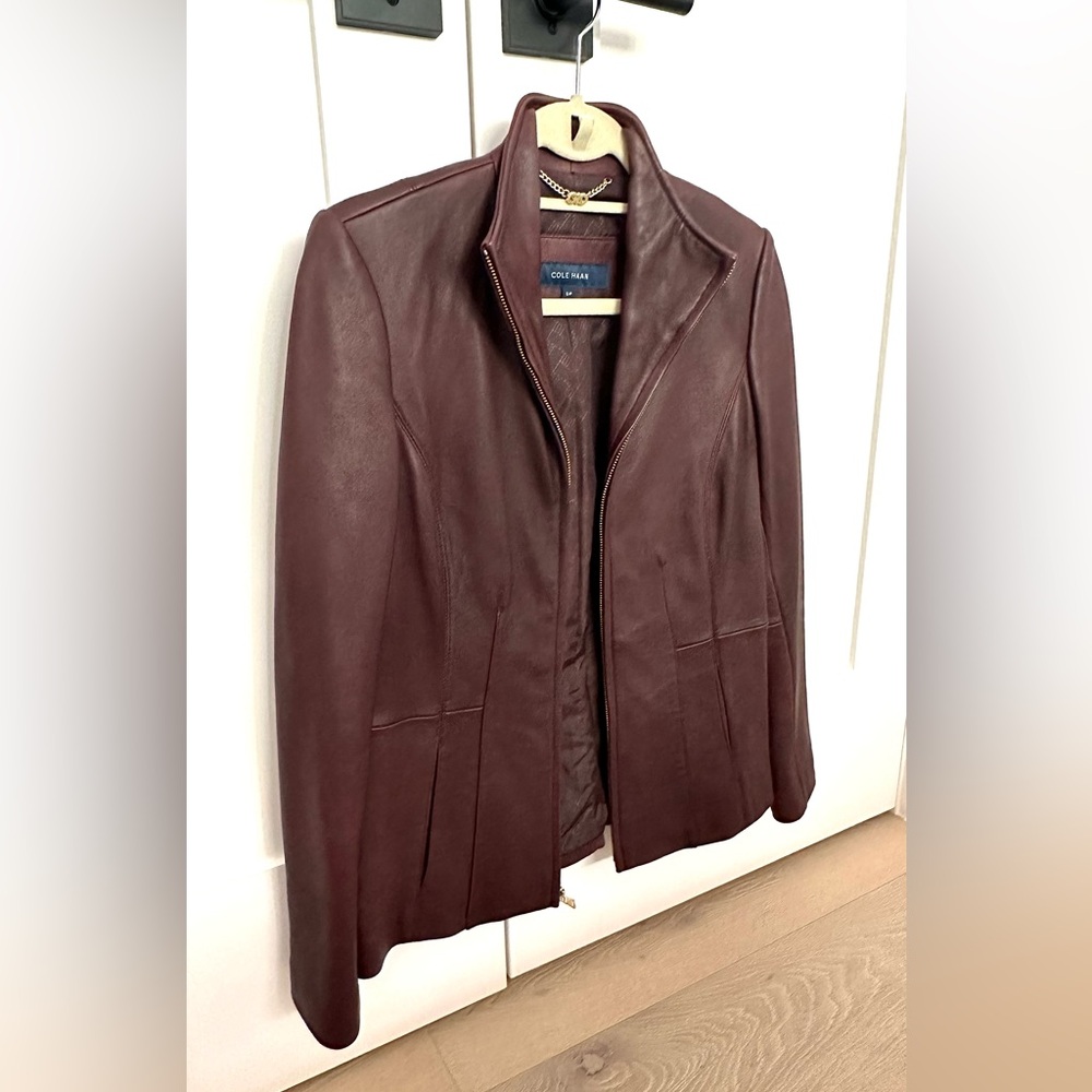 Cole Haan Red-brown Genuine Lamb skin Jacket Size Small/Petite - Picture 1 of 7